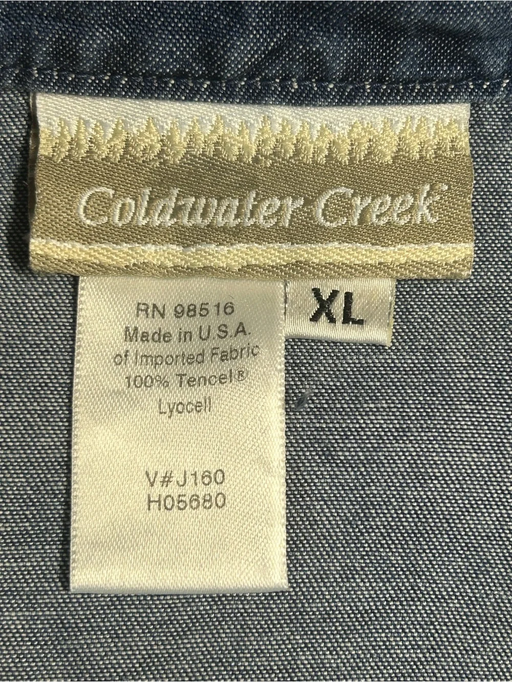 Coldwater Creek Denim-Texture Tencel Top in Dark Blue - Picture 5 of 6